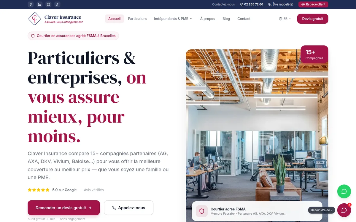 Capture du site Claver Insurance