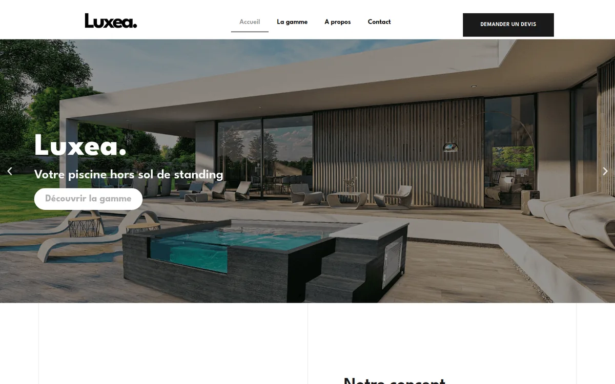Page d'accueil du site Luxea
