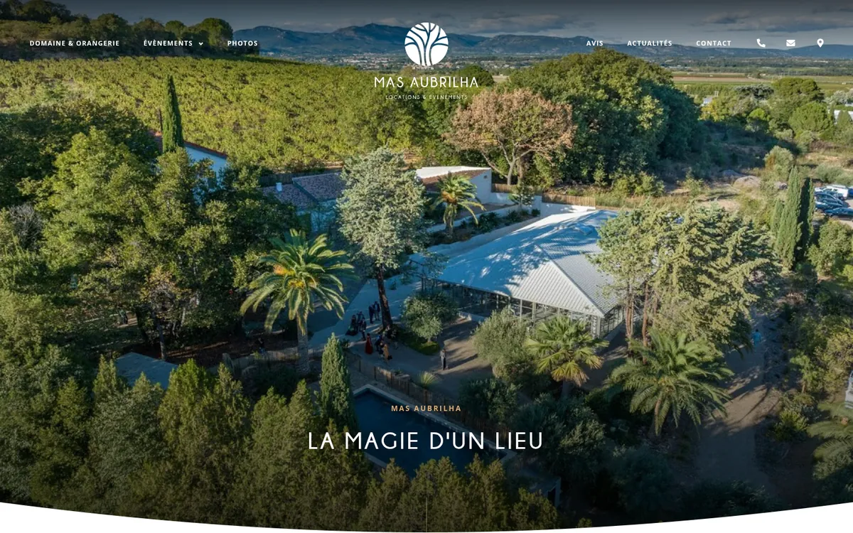 Page d'accueil du site Mas Aubrilha
